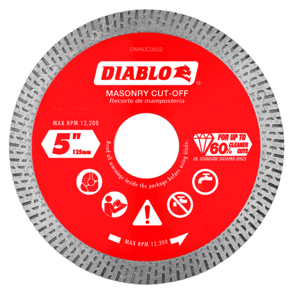 5 in. Diamond Continuous Rim Cut-Off Discs for Masonry