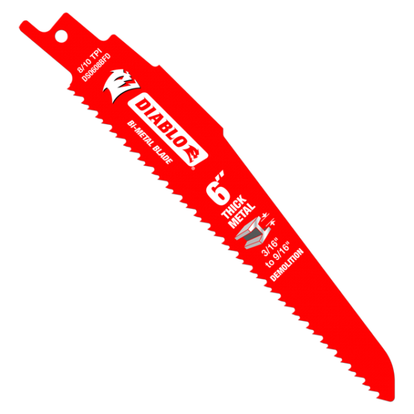 6 in. Bi-Metal Recip Blade for Thick Metal/Demolition (3/16 in. to 9/16 in.) (25-Pack)