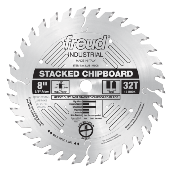 8" Heavy Duty Stacked Chipboard Blade